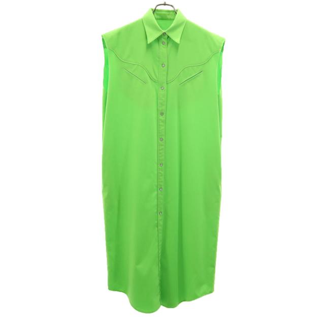 Maison Margiela メゾンマルジェラ イタリア製 ノースリーブ ウエスタン ロングワンピース 38 グリーン系 レディース