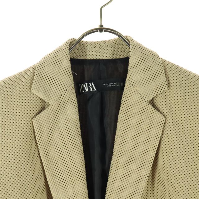 美品 ZARA ザラ ドット柄 長袖 テーラードジャケット 34 ブラウン 