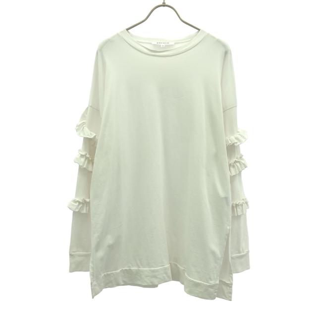 ENFOLD エンフォルド 日本製 長袖 袖フリル サイドスリット チュニック 38 ホワイト レディース