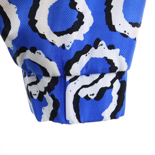 KENZO ケンゾー シルク100％ 総柄 ノーカラージャケット 38 青系 レディース KENZO ジャケット 38 KENZO ケンゾー シルク100％ 総柄 ノーカラー