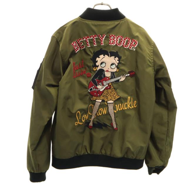 LOW BLOW KNUCKLE ローブローナックル BETTY BOOP ベティブープ コラボ リバーシブル MA-1 ジャケット M カーキ メンズ_1