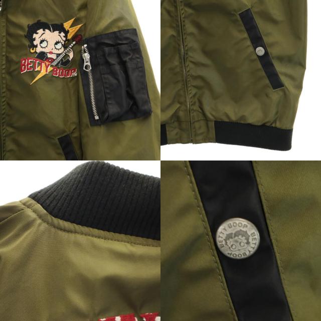 LOW BLOW KNUCKLE ローブローナックル BETTY BOOP ベティブープ コラボ リバーシブル MA-1 ジャケット M カーキ メンズ_8