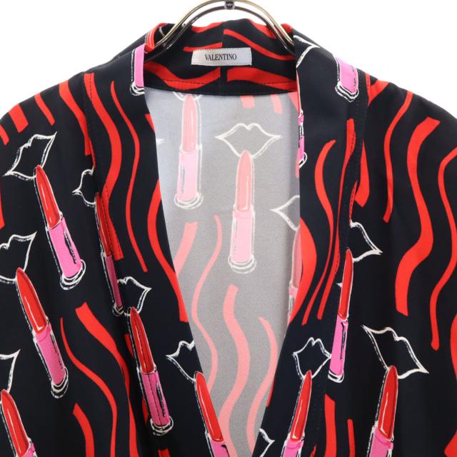 VALENTINO ヴァレンティノ 日本製 総柄 7分袖 カーディガン ブラック