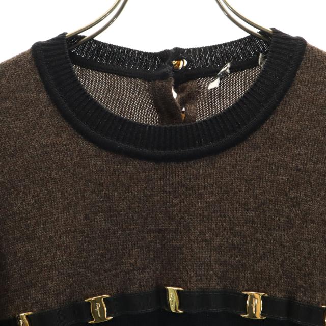 Salvatore Ferragamo サルヴァトーレフェラガモ 90s オールド 長袖 ニット ワンピース L ブラック レディース_3