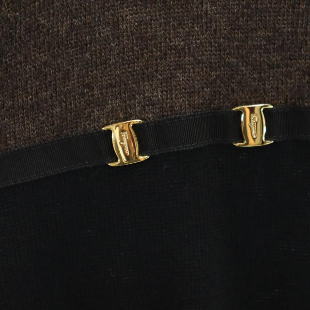 Salvatore Ferragamo サルヴァトーレフェラガモ 90s オールド 長袖 ニット ワンピース L ブラック レディース_4
