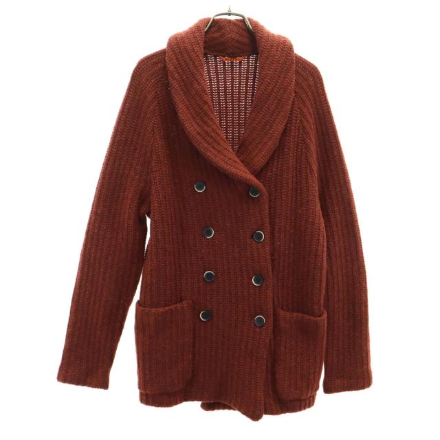 BARENA バレナ イタリア製 ウールブレンド ショールカラー ニットジャケット XS レッドオレンジ系 ダブルボタン レディース