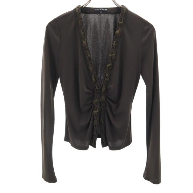 FOXEY NEW YORK フォクシーニューヨーク 日本製 長袖 Vネック カーディガン 40 ブラウン レディース