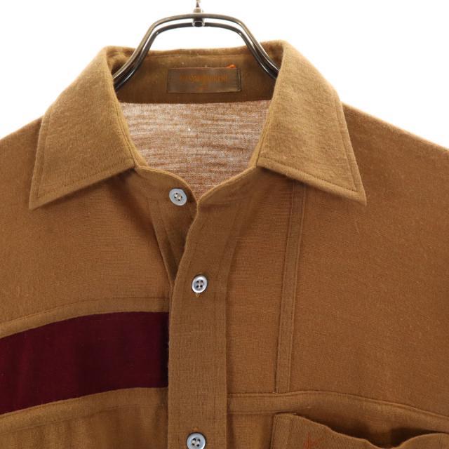 YVES SAINT LAURENT イヴサンローラン 90s オールド 長袖 ウールブレンド シャツ M キャメル メンズ_7
