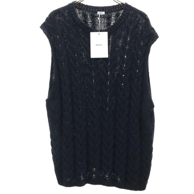 未使用 BRILL ブリル ケーブル編み ベスト F ブラック系 ニット メンズ