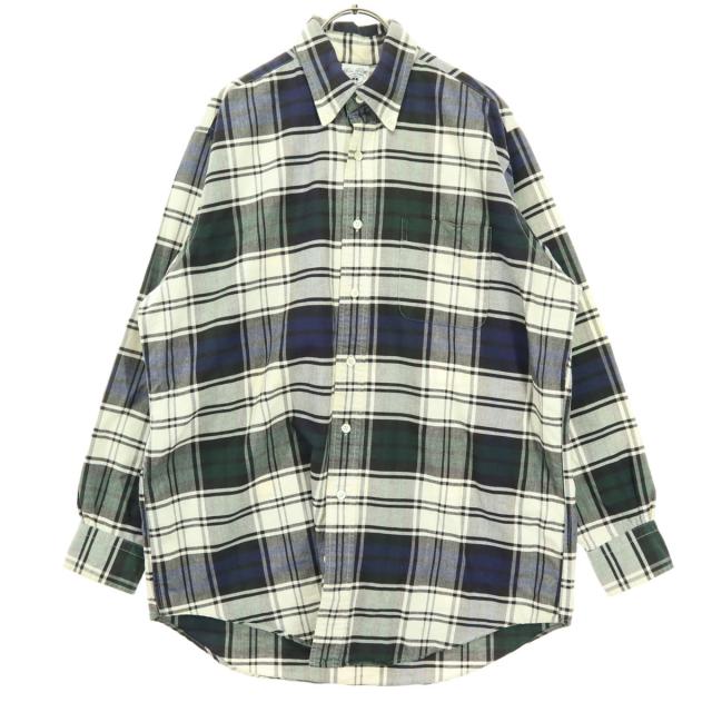 Brooks Brothers ブルックスブラザーズ USA製 チェック柄 長袖 ボボタンダウン コットンシャツ M ホワイト メンズ