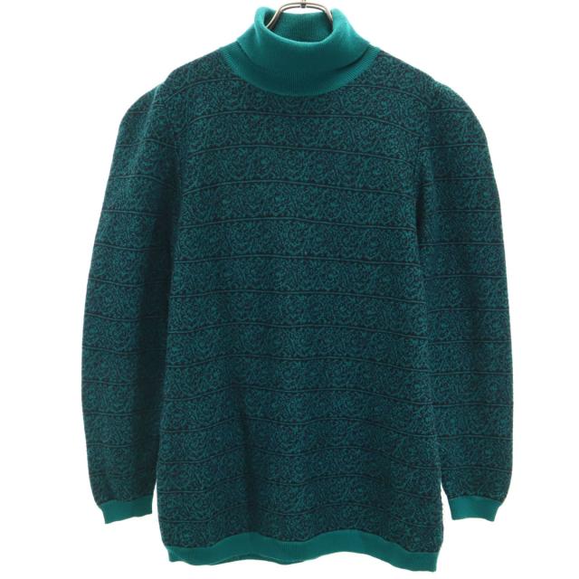 Missoni ミッソーニ イタリア製 ウールブレンド 長袖 タートルネック ニット 44 グリーン系 セーター レディース
