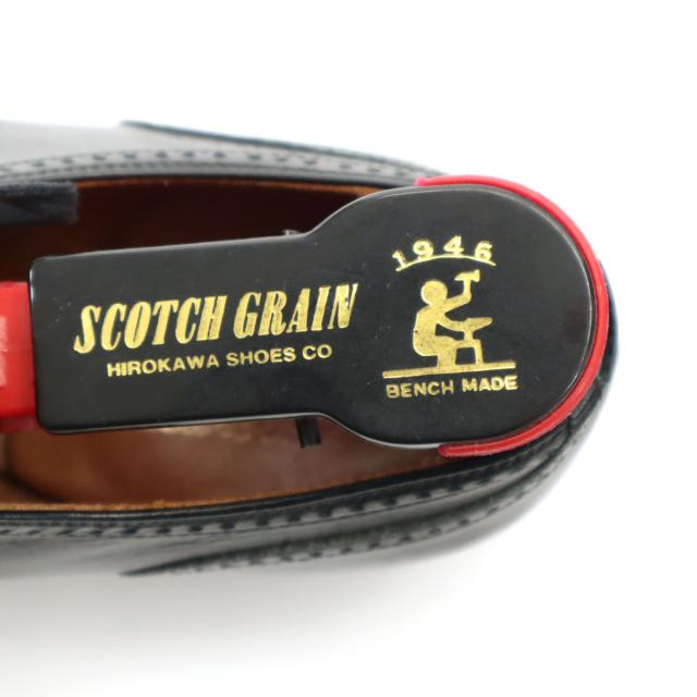 SCOTCH GRAIN スコッチグレイン レザー ビジネスシューズ 24 1/2 ブラック 外羽根 革靴 シューキーパー付き メンズ_8