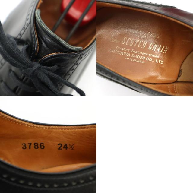 SCOTCH GRAIN スコッチグレイン レザー ビジネスシューズ 24 1/2 ブラック 外羽根 革靴 シューキーパー付き メンズ_9