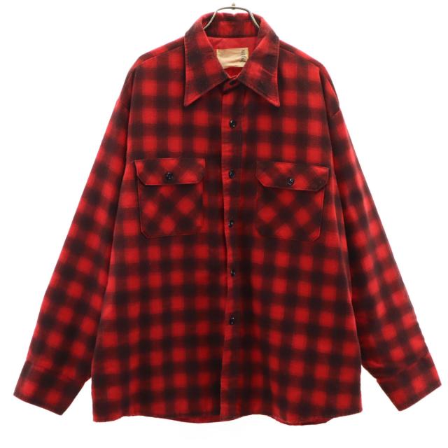 Sears シアーズ 70s ヴィンテージ チェック柄 長袖 ネルシャツ レッド 裏キルティング メンズ