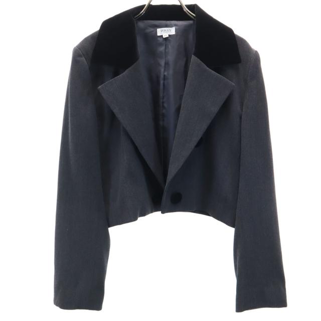 FOXEY フォクシー 日本製 ウール ショート丈 ジャケット 40 グレー レディース