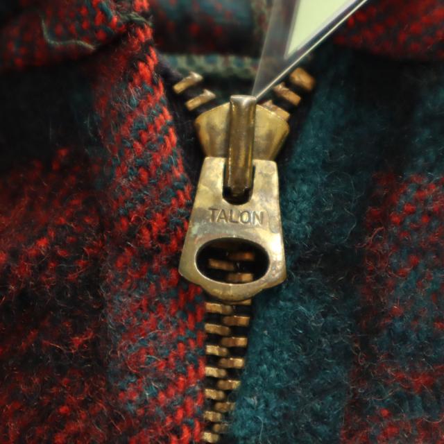 MAINE GUIDE 60s 70s ウール ヴィンテージ タータンチェック柄 長袖 ハーフジップ パーカー レッド TALONジップ メンズ MAINE GUIDE 60s 70s ウール ヴィンテージ タータンチェック柄 長袖