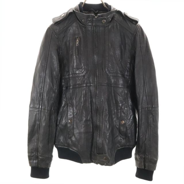  DENIM ヒルフィガーデニム シングルライダースジャケット M ブラック トミーヒルフィガー レディース