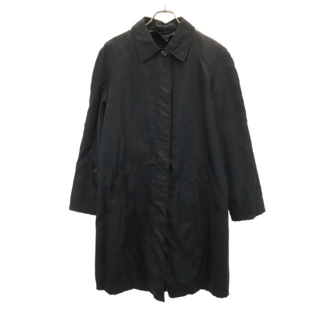 PRADA プラダ イタリア製 ステンカラーコート L ブラック ライナー付き レディース