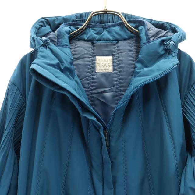 PLEATS PLEASE ISSEY MIYAKE. プリーツプリーズイッセイミヤケ 日本製 中綿コート ブルー系 レディース_3