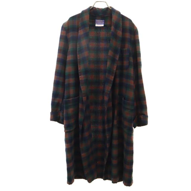 PENDLETON ペンドルトン 70s USA製 ヴィンテージ チェック 長袖 ガウン M ブラウン系 メンズ