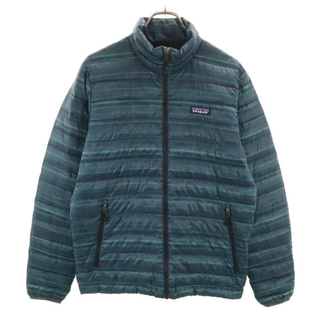 patagonia パタゴニア ボーダー柄 ダウンジャケット S ブルー系 アウトドア 84674 メンズ