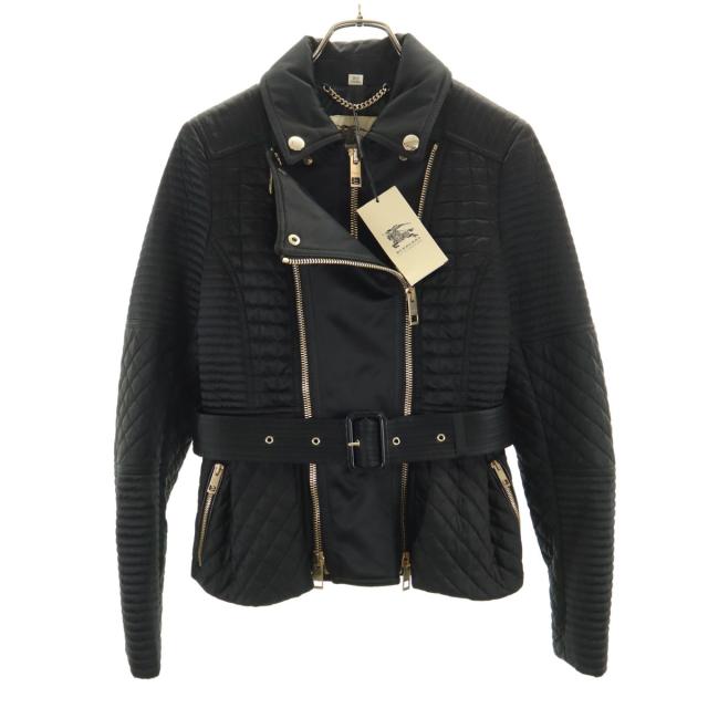 未使用 BURBERRY LONDON バーバリーロンドン キルティングジャケット 38 ブラック ベルト タグ付き レディース