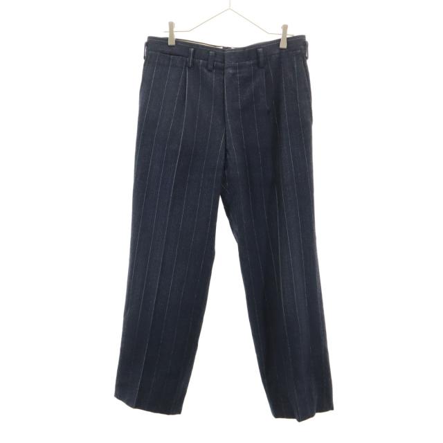 60s 70s ヴィンテージ ストライプ柄 スラックスパンツ ネイビー TALONジップ メンズ