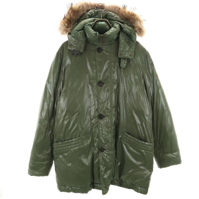 HUNTING WORLD ハンティングワールド ダウンジャケット 50 カーキ ラクーンファー付き メンズ