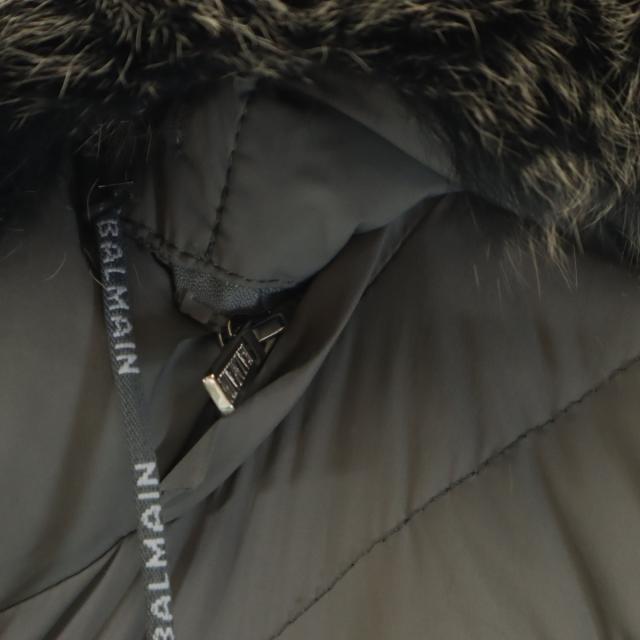 BALMAIN バルマン ダウンコート L グレー ブルーフォックスファー付き レディース_4