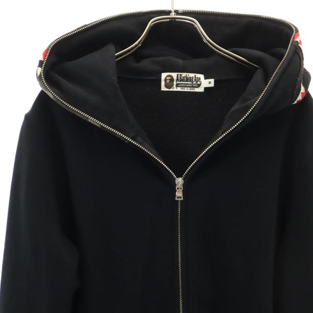 A BATHING APE アベイシングエイプ 日本製 シャーク 長袖 スウェット ジップパーカー M ブラック メンズ