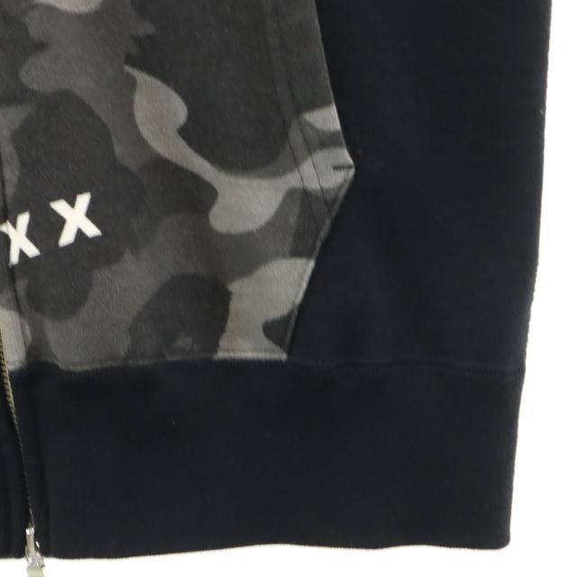A BATHING APE アベイシングエイプ 日本製 シャーク 長袖 スウェット ジップパーカー M ブラック メンズ