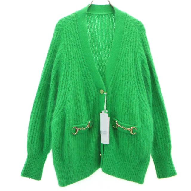 美品 Diagram ダイアグラム ウールブレンド 長袖 ニットカーディガン 36 グリーン レディース