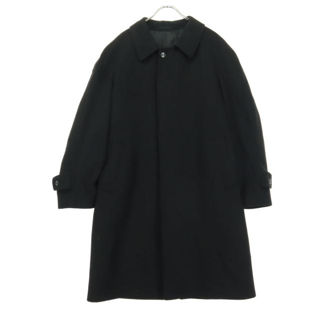 美品 CASHMERE BLEND カシミヤブレンド 長袖 カシミヤ ステンカラーコート A5 ブラック メンズ