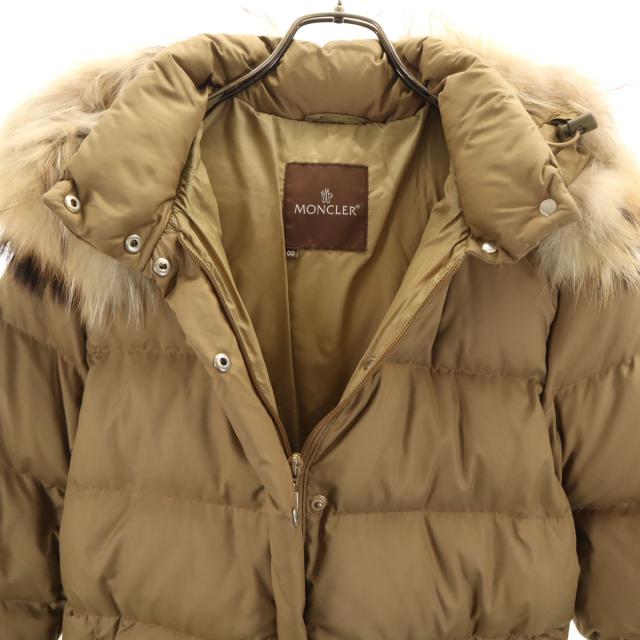 MONCLER モンクレール ファー付き ダウンジャケット 0 0 カーキベージュ レディース_5