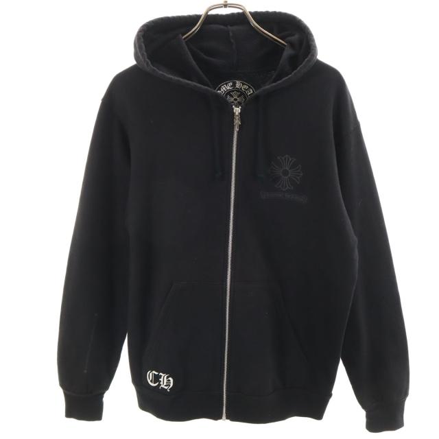 CHROME HEARTS クロムハーツ USA製 長袖 スウェット ジップパーカー M ブラック 裏起毛 メンズ