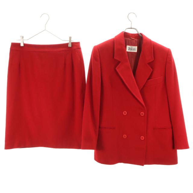 Herno ヘルノ 90s イタリア製 ウールブレンド オールド スカートスーツ 上下セットアップ 46 レッド レディース