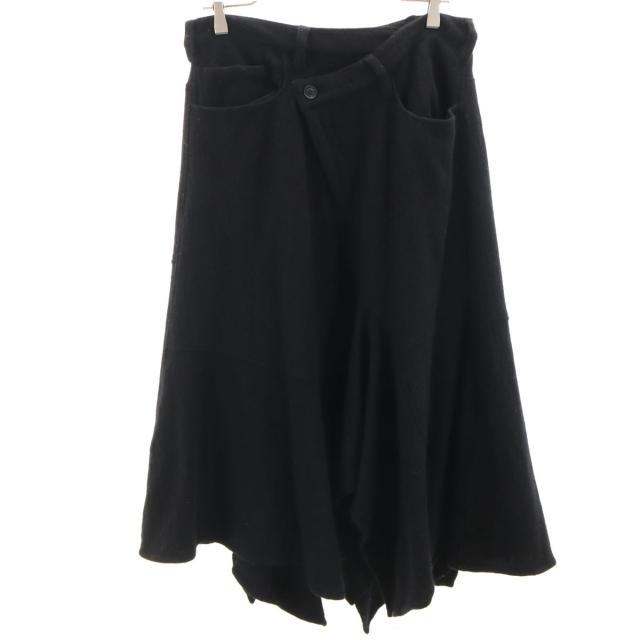 Ground Y グランドワイ 日本製 ミモレ丈 フレアスカート 1 ブラック レディース
