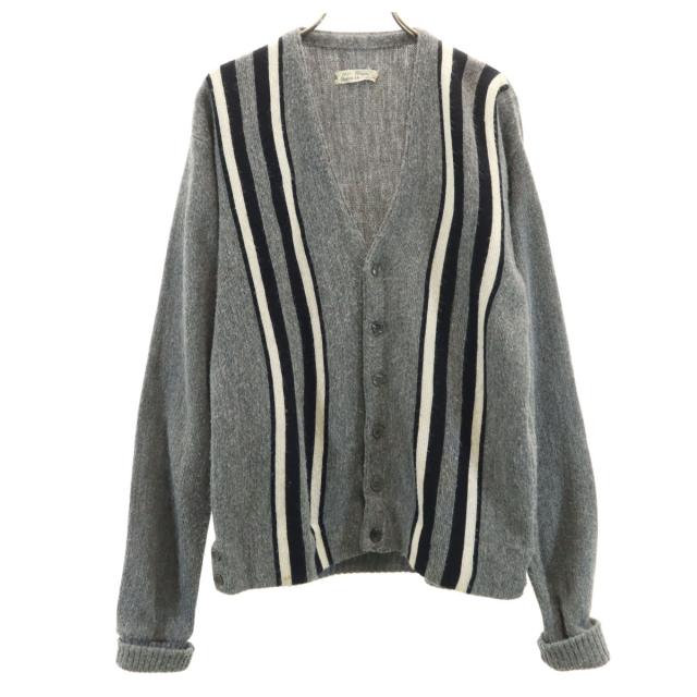 Virgin Orlon Acrylic 70s ヴィンテージ 長袖 ニットカーディガン グレー メンズ