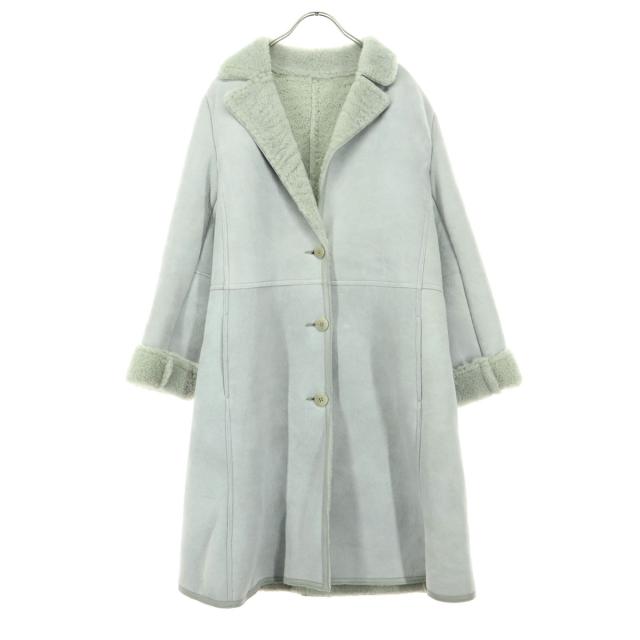 美品 adagietto 長袖 ロング ムートンコート 3L グレー レディース