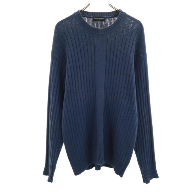 YVES SAINT LAURENT イヴサンローラン 90s 日本製 シルクブレンド オールド 長袖 セーター LA ブルー ニット メンズ