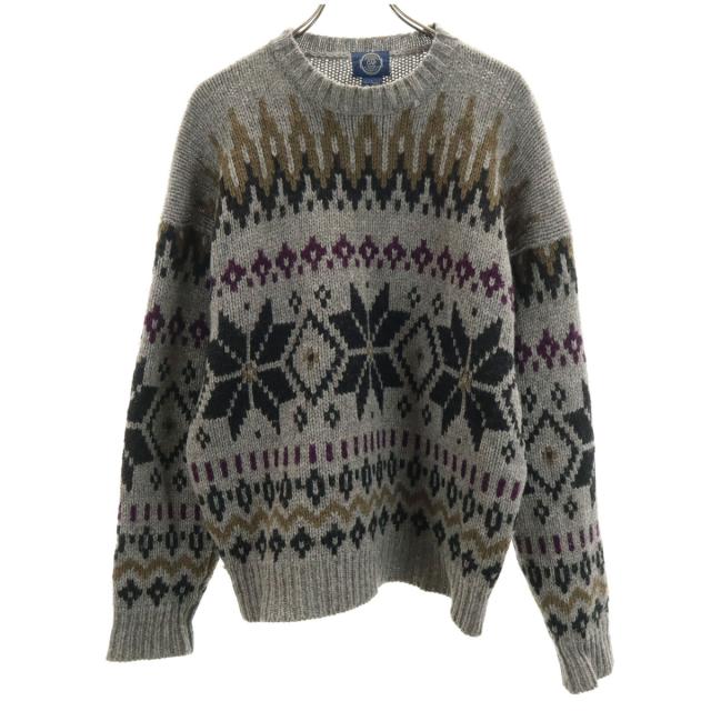 GAP ギャップ 80s ヴィンテージ 総柄 長袖 セーター L グレー ニット メンズ