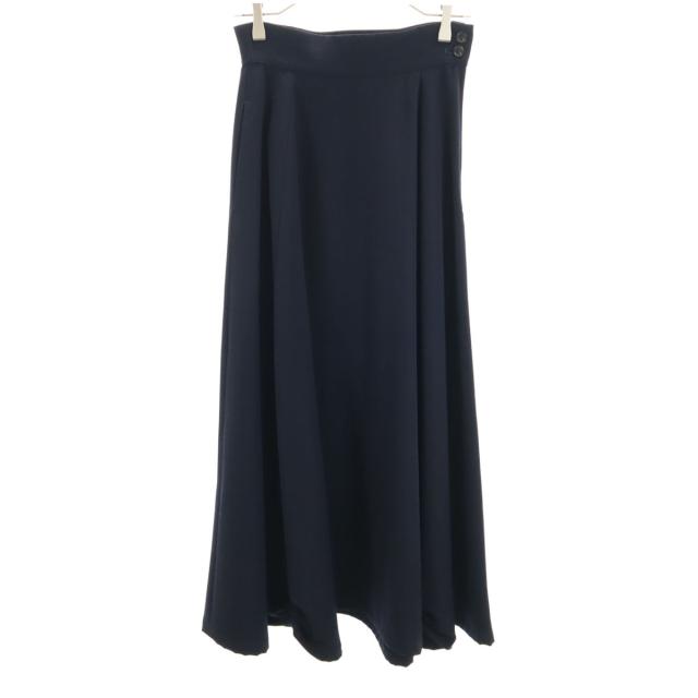 Y’s ワイズ 日本製 ウール100% ロング丈 フレアスカート ネイビー レディース