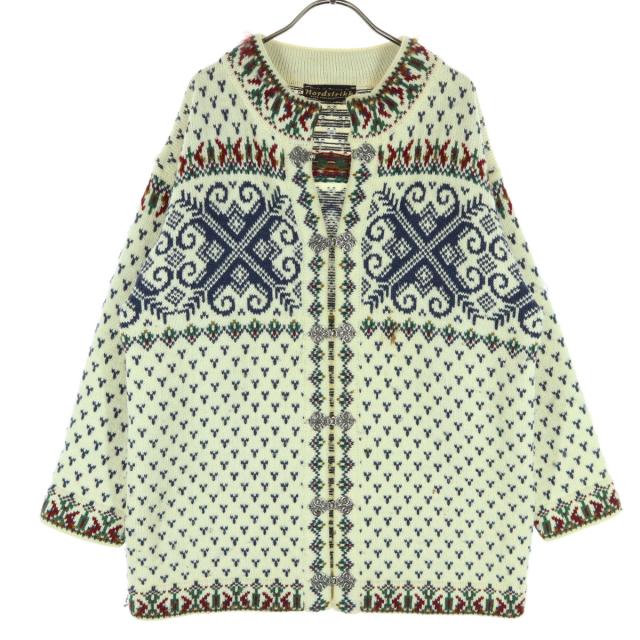 norstrikk ノルドストリック ノルウェー製 フェアアイル柄 メタルフック カーディガン Ｍ ホワイト系 ノルディック メンズ