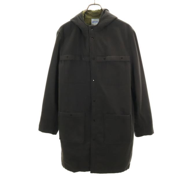 KENZO HOMME ケンゾーオム 90s 日本製 オールド フーデッド コート 3 チャコールブラック メンズ