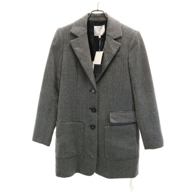 未使用 tibi ティビ ヘリンボーン チェスターコート ホワイト レディース