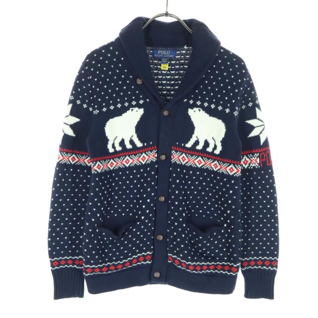 POLO RALPH LAUREN ポロラルフローレン ノルディック柄 長袖 ショールカラー ニットジャケット 150 ネイビー キッズ