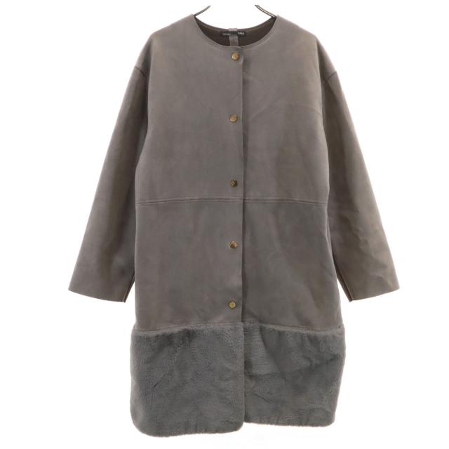 今期ZaraフェイクファーコートSサイズ ライトグレージュ ZARA ザラ フェイクスエード フェイクファー ノーカラーコート S