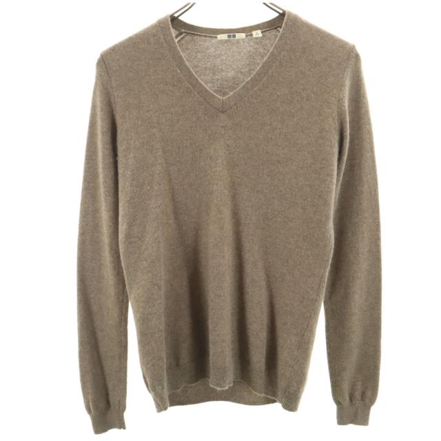 UNIQLO ユニクロ カシミヤ100％ 長袖 Vネック セーター M グレー 