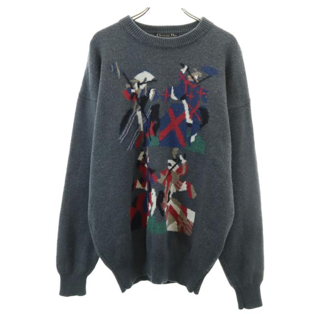 Christian Dior MONSIEUR クリスチャンディオール ムッシュ 90s ウール100％ オールド 長袖 セーター L グレー系 ニット メンズ
