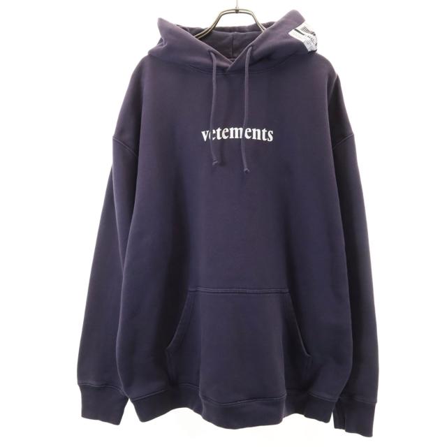 VETEMENTS ヴェトモン 長袖 バーコードパッチ スウェットパーカー M ネイビー プルオーバー ユニセックス メンズ
